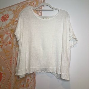 Anthropologie Eri + Ali White Flutter Sleeve Top